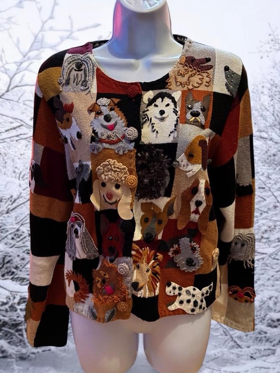 Michael Simon Tops - Vintage 80s EPIC Michael Simon Dog button down cardigan sweater
